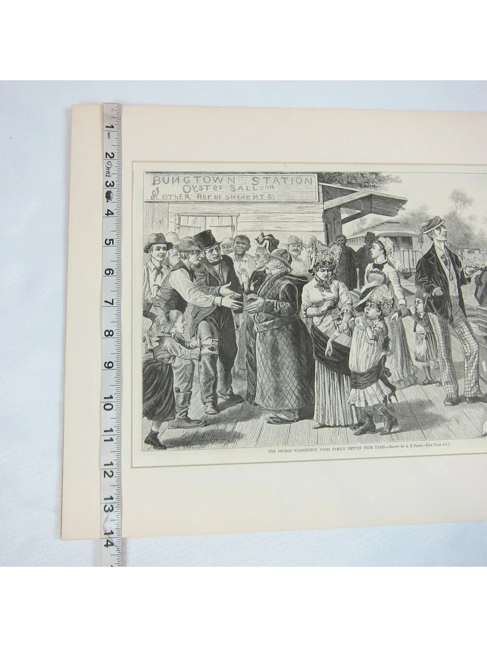 Antique 1878 Print Wood Engraving George Washington Jones Family Harpers Weekly